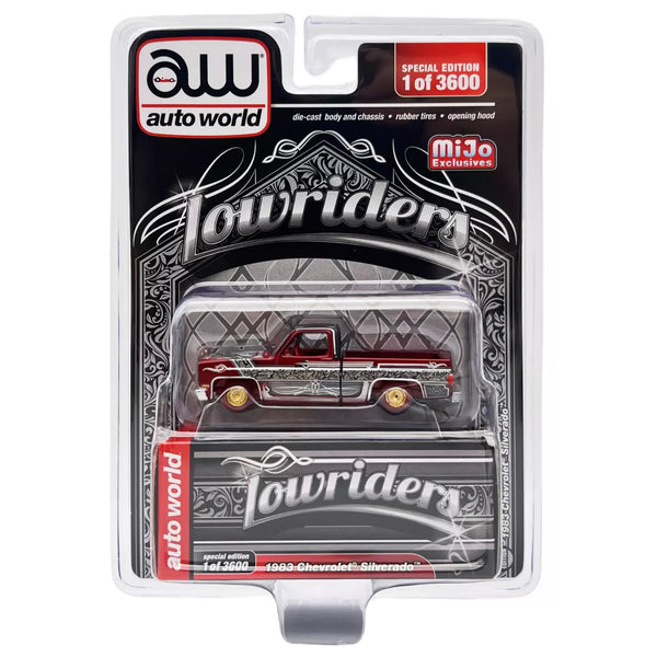 Auto World - 1983 Chevrolet Silverado Lowriders – Black *MiJo Exclusive - Ultra Red Chase* - Top CollectiblesDiecastAuto World