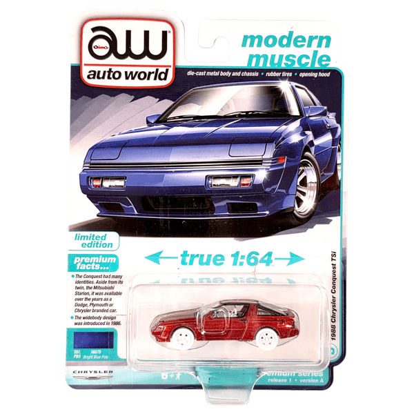Auto World - 1988 Chrysler Conquest TSi - 2025 Modern Muscle Series *Ultra Red Chase* - Top CollectiblesDiecastAuto World