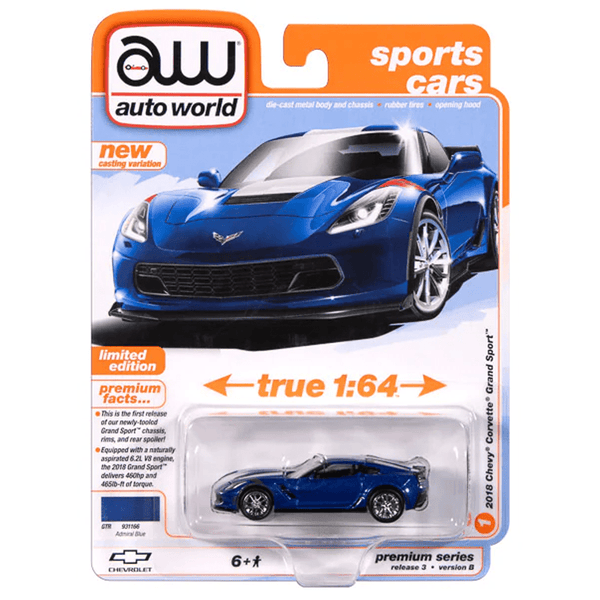 Auto World - 2018 Chevy Corvette Grand Sport - 2025 Sports Cars Series - Top CollectiblesDiecastAuto World