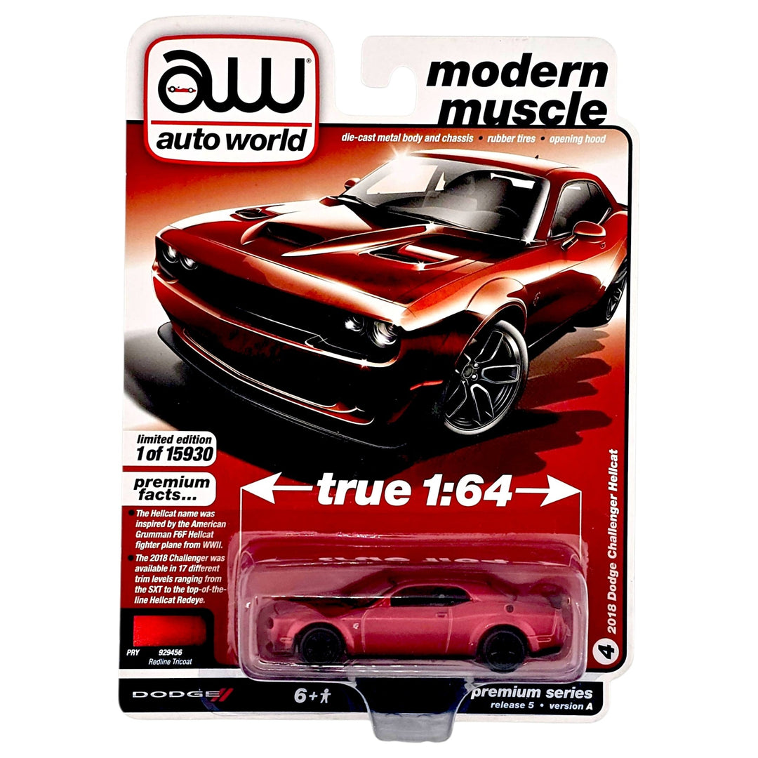 Auto World - 2018 Dodge Challenger Hellcat - 2021 Modern Muscle Series - Top CollectiblesDiecastAuto World