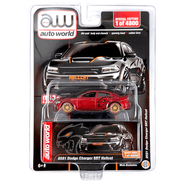 Auto World - 2021 Dodge Charger SRT Hellcat Custom - Black *Ultra Red Chase* - Top CollectiblesDiecastAuto World