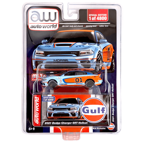 Auto World - 2021 Dodge Charger SRT Hellcat Custom - Gulf - Top CollectiblesDiecastAuto World