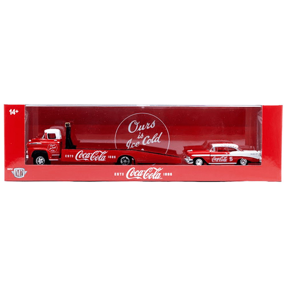 M2 Machines - 1958 Chevrolet Spartan LCF &amp; 1956 Chevrolet Bel Air - 2026 Auto-Haulers Coca-Cola Series