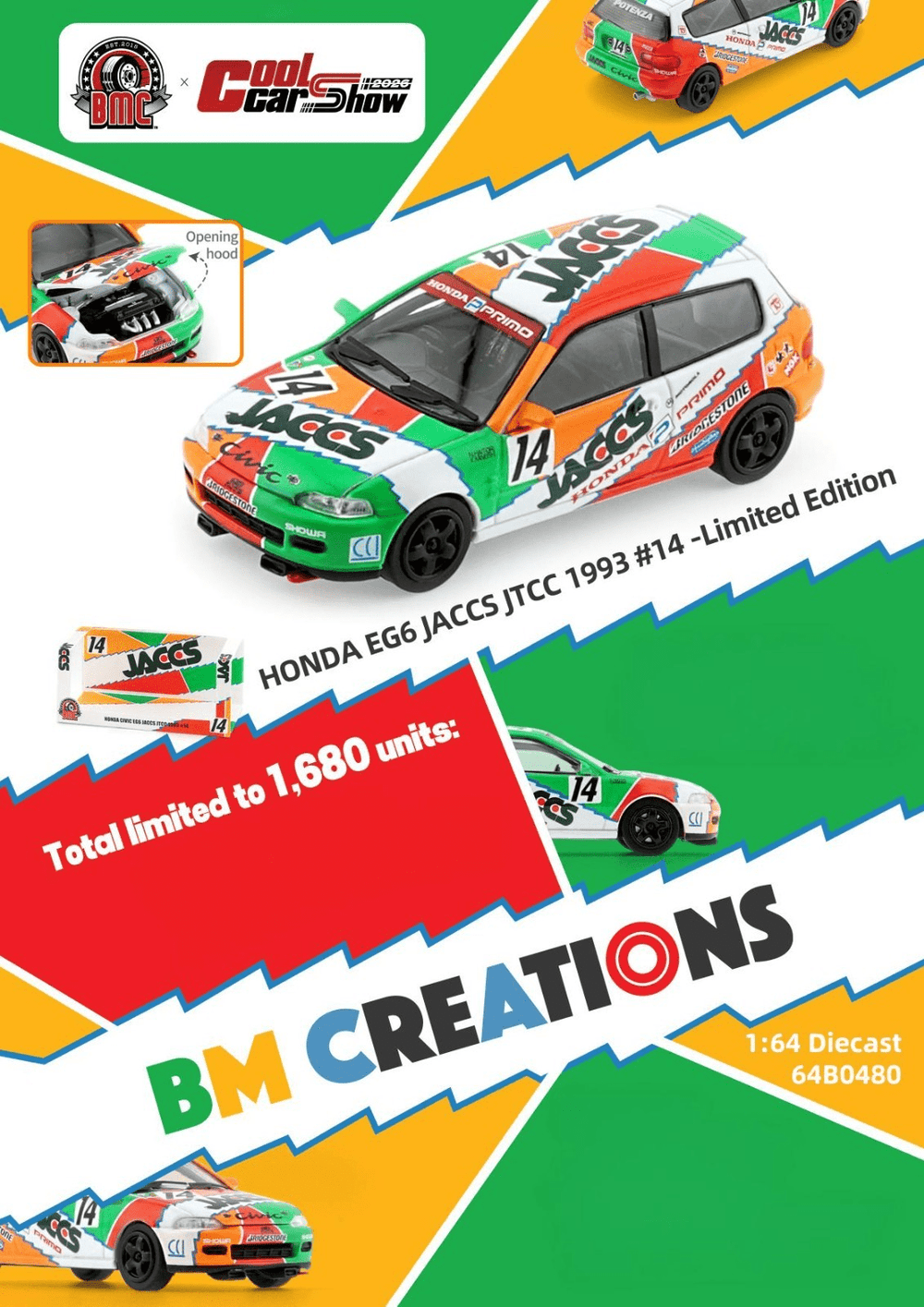 BM Creations - Honda Civic EG6 - JACCS - Top CollectiblesDiecastBM Creations