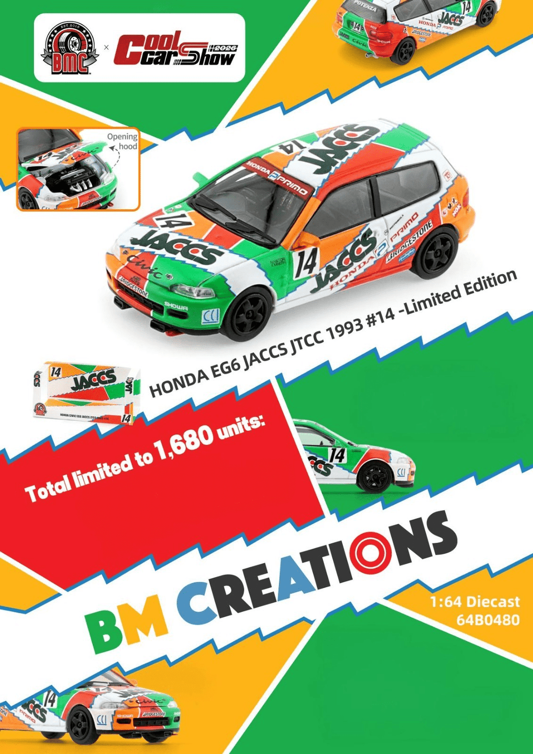 BM Creations - Honda Civic EG6 - JACCS - Top CollectiblesDiecastBM Creations