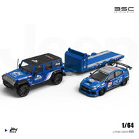 BriScale Micro - Jeep Wrangler & Subaru WRX STi Trailer Set w/ Figures - Top CollectiblesDiecastBriScale Micro