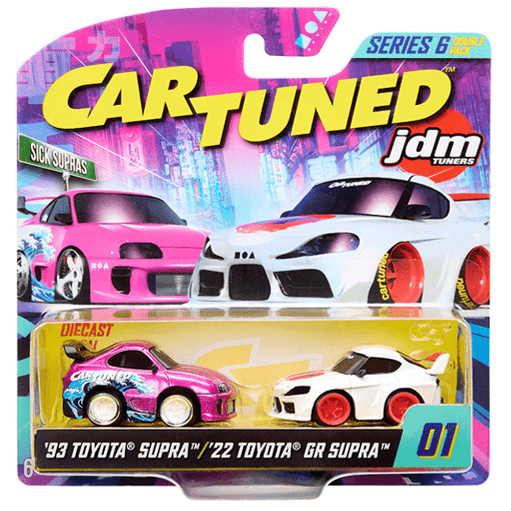 CarTuned - 2 - Pack Series 6 “Sick Supras” – 1993 Toyota Supra &amp; 2022 Toyota GR Supra - Top CollectiblesDiecastMGA