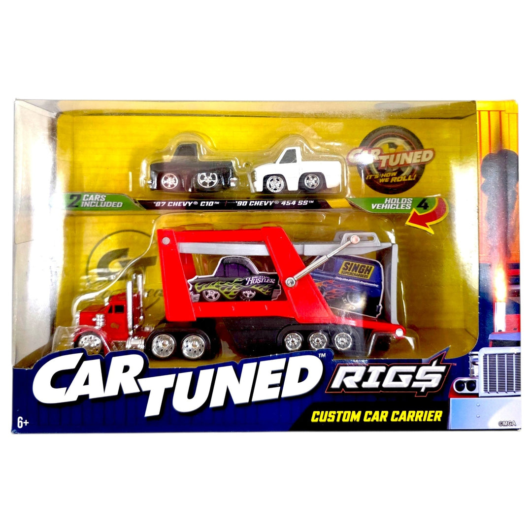 CarTuned - Custom Car Carrier with '87 Chevy Silverado & '90 Chevy 454 SS - 2025 Rigs Series - Top CollectiblesDiecastMGA