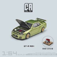 Cool Art - Nissan Skyline GT - R R34 w/ Engine Display - Millennium Jade - Top CollectiblesDiecastCool Art