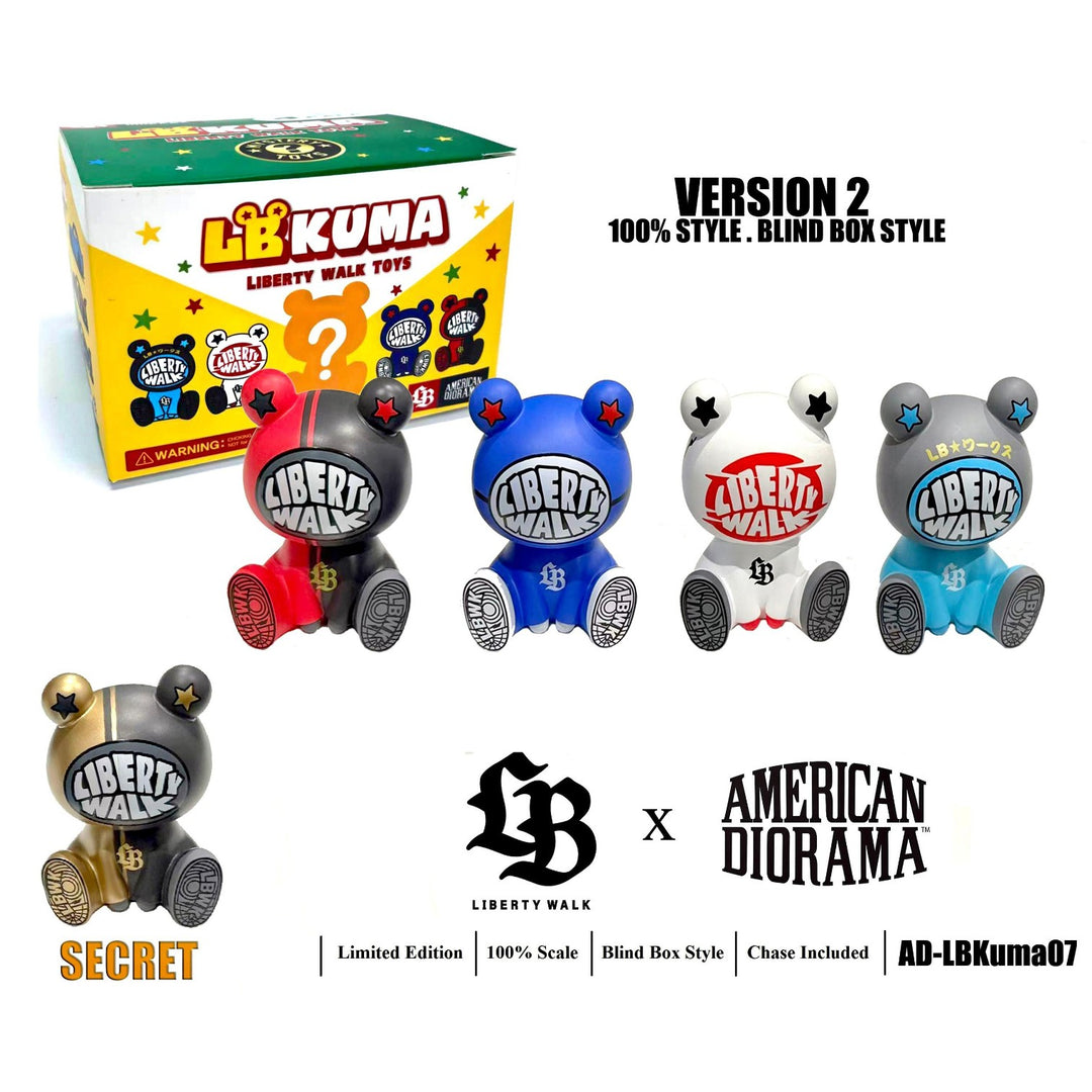 Liberty Walk x American Diorama - Figures LB KUMA 100% 2.75″ Blind Box (1 Figure) - Version 2 *Sealed, Possibility of a Chase*