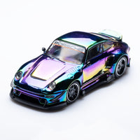 DCM x D.Bo - Porsche 911 (993) RWB Modified Ducktail - Chrome *Pre - Order* - Top CollectiblesDiecastDCM