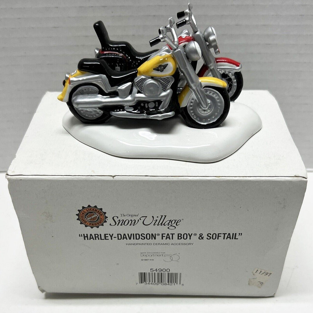 Department 56 - Harley - Davidson Fat Boy &amp; Softail - 1997 The Original Snow Village - Top CollectiblesDiecastDepartment 56