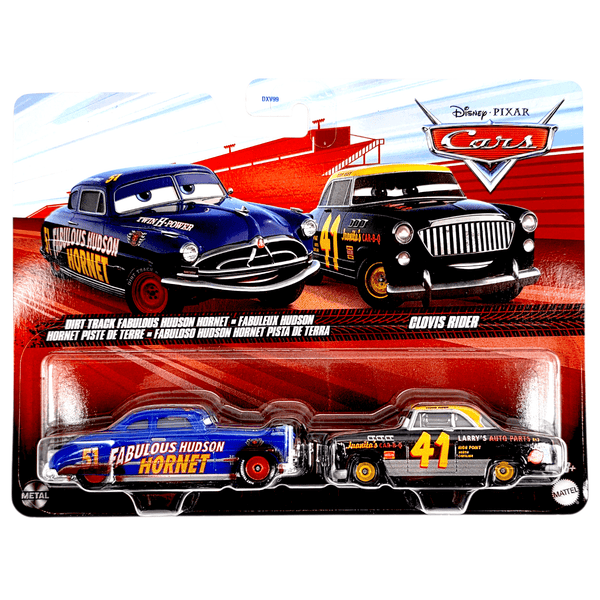Disney Pixar - Dirt Track Fabulous Hudson Hornet & Clovis Rider - 2025 Cars 2 - Pack - Top CollectiblesDiecastDisney Pixar