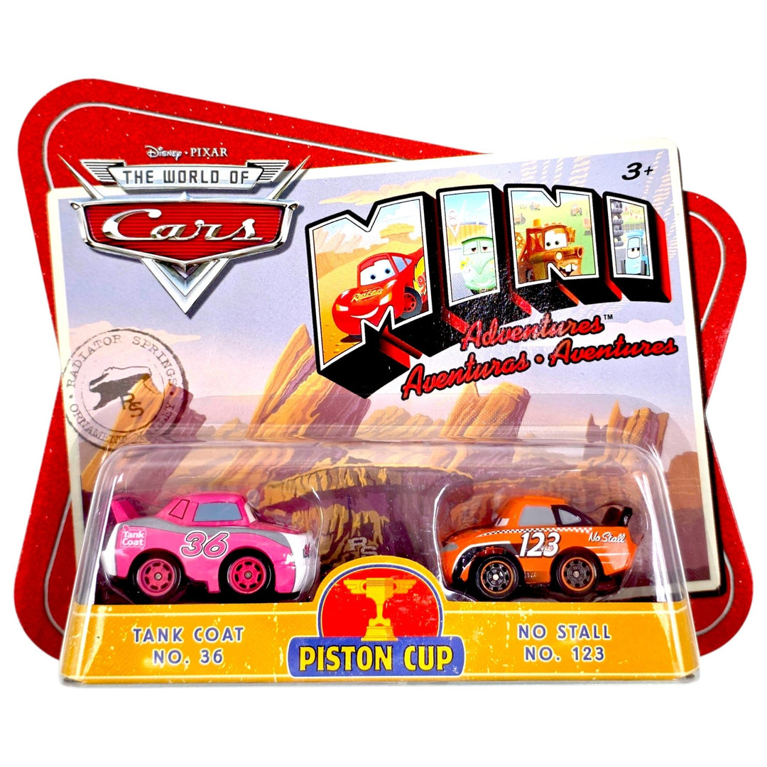 Disney Pixar - Tank Coat No. 36 &amp; No Stall No. 123 - 2009 Cars Mini Adventures Piston Cup Series - Top CollectiblesDiecastDisney Pixar
