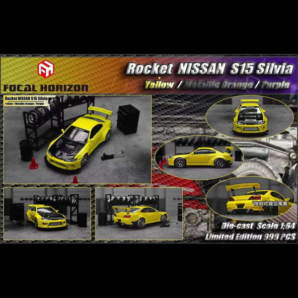 Focal Horizon - Pandem Rocket Bunny Nissan Silvia S15 - Yellow - Top CollectiblesDiecastFocal Horizon