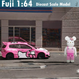 Fuji - Honda Civic EG6 Pandem / Rocket Bunny "Hello Kitty" w/ Bear Figure - Top CollectiblesDiecastFuji