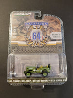 Greenlight - 1942 Willys MB Jeep Rough Rider - U.S. Army WWII - 2022 Battalion 64 Series - Top CollectiblesDiecastGreenlight