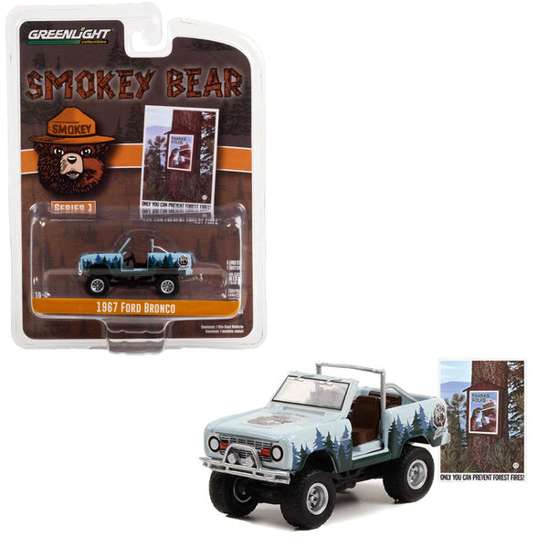 Greenlight - 1967 Ford Bronco (Doors Removed) - 2022 Smokey Bear Series 1 - Top CollectiblesDiecastGreenlight