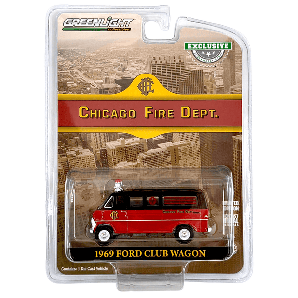 Greenlight - 1969 Ford Club Wagon Ambulance - Chicago Fire Department - 2021 *Hobby Exclusive* - Top CollectiblesDiecastGreenlight