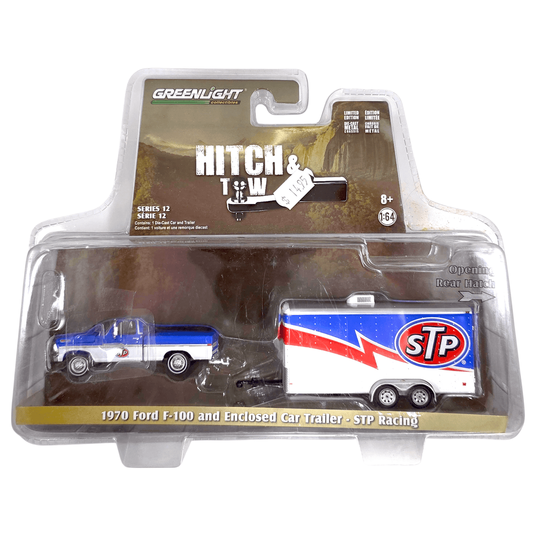 Greenlight - 1970 Ford F - 100 and Enclosed Car Trailer - STP Racing - 2018 Hitch &amp; Tow Series - Top CollectiblesToy CarsGreenlight