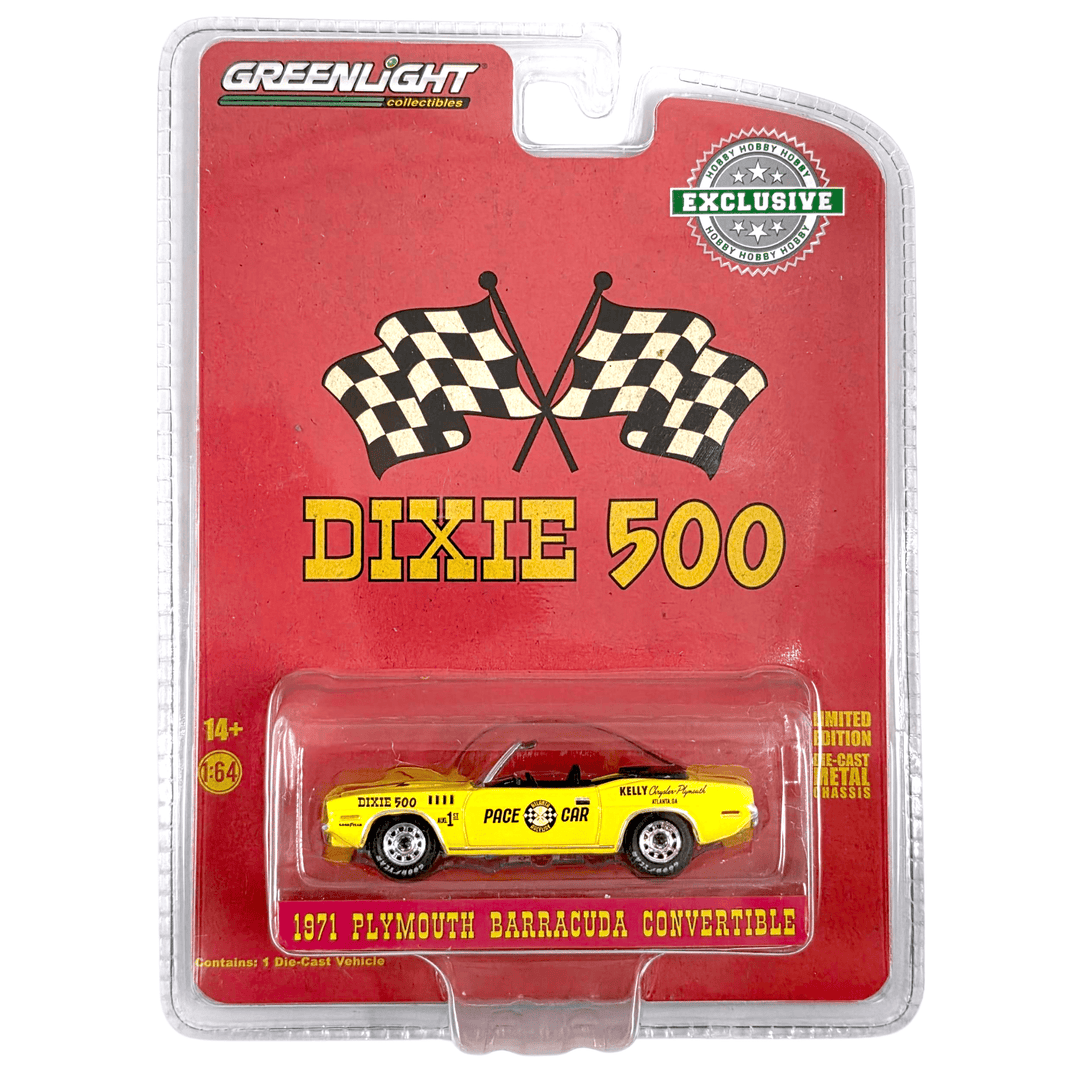 Greenlight - 1971 Plymouth Barracuda Convertible "Dixie 500" - 2022 *Hobby Exclusive* - Top CollectiblesDiecastGreenlight