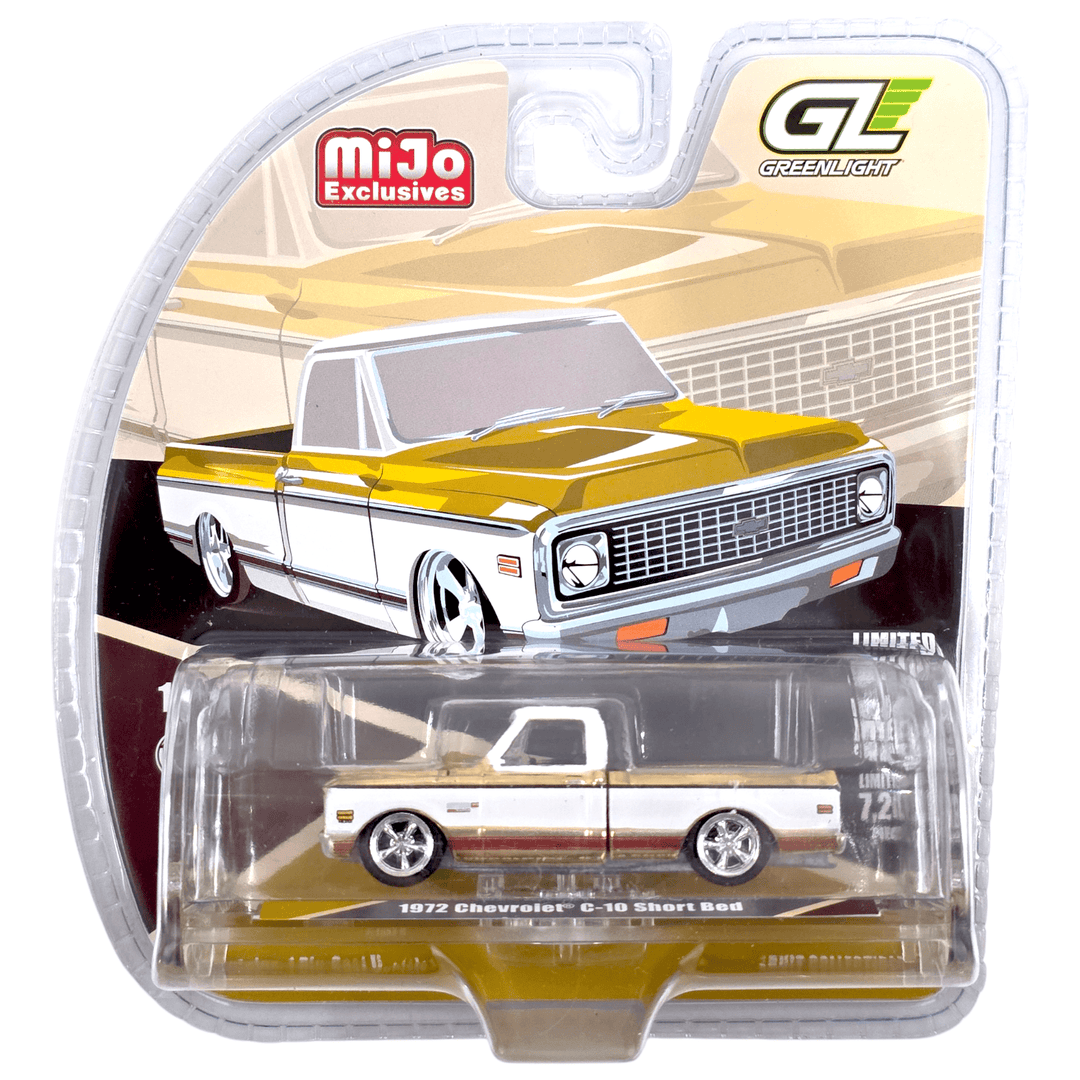 Greenlight - 1972 Chevrolet C - 10 Short Bed Custom – Mustard Yellow with White Two - Tone – Mijo Exclusives *Chase* - Top CollectiblesDiecastGreenlight