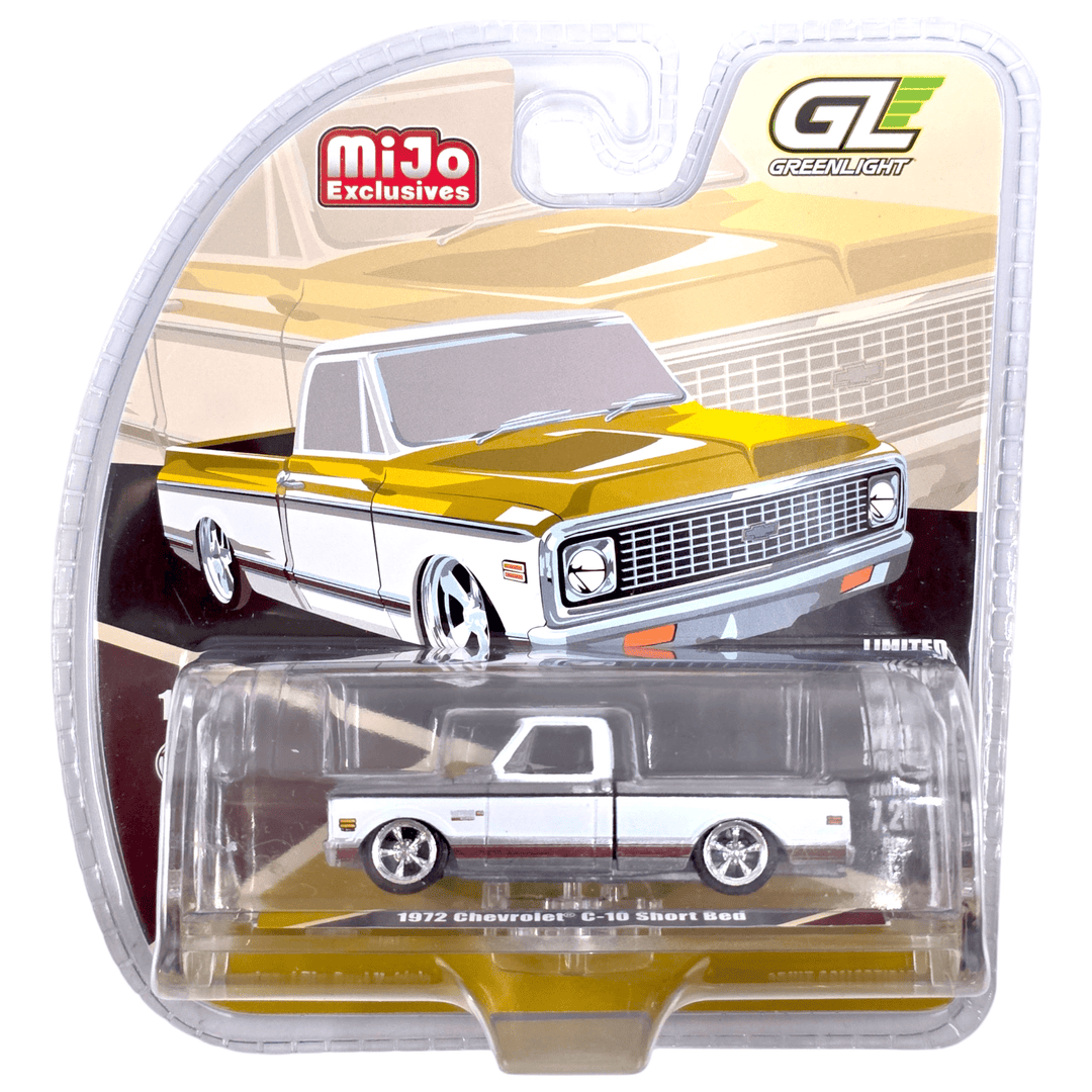 Greenlight - 1972 Chevrolet C - 10 Short Bed Custom – Mustard Yellow with White Two - Tone – Mijo Exclusives *Raw Chase* - Top CollectiblesDiecastGreenlight