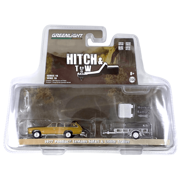 Greenlight - 1977 Pontiac LeMans Safari & Utility Trailer - 2019 Hitch & Tow Series - Top CollectiblesToy CarsGreenlight