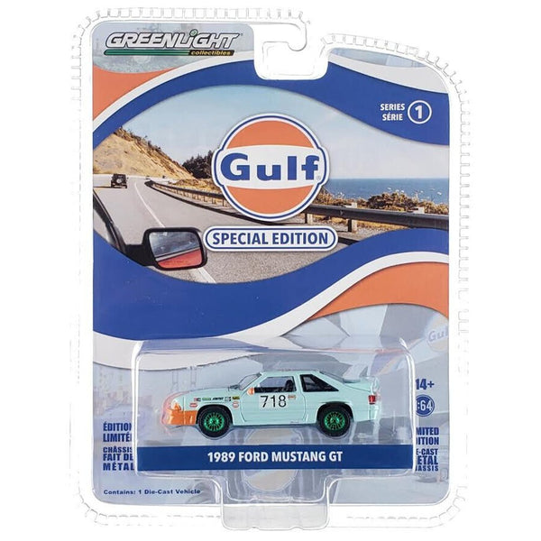 Greenlight - 1989 Ford Mustang GT - 2023 Gulf Oil Special Edition Series 1 *Chase* - Top CollectiblesDiecastGreenlight