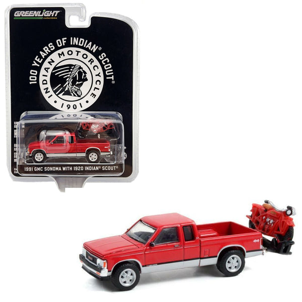 Greenlight - 1991 GMC Sonoma with 1920 Indian Scout - 2021 - Top CollectiblesDiecastGreenlight