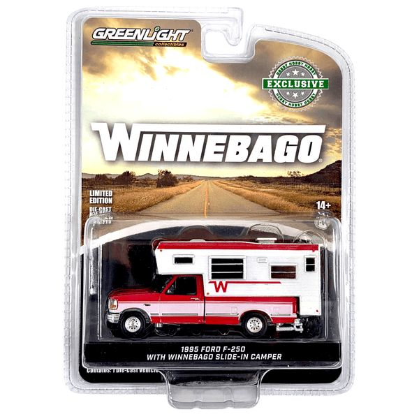 Greenlight - 1995 Ford F - 250 with Winnebago Slide - In Camper - 2023 *Hobby Exclusive* - Top CollectiblesDiecastGreenlight