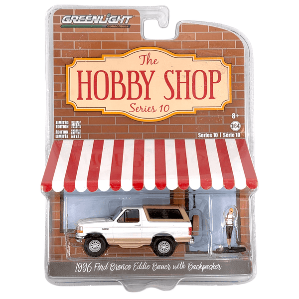 Greenlight - 1996 Ford Bronco Eddie Bauer with Backpacker - 2020 Hobby Shop Series - Top CollectiblesDiecastGreenlight