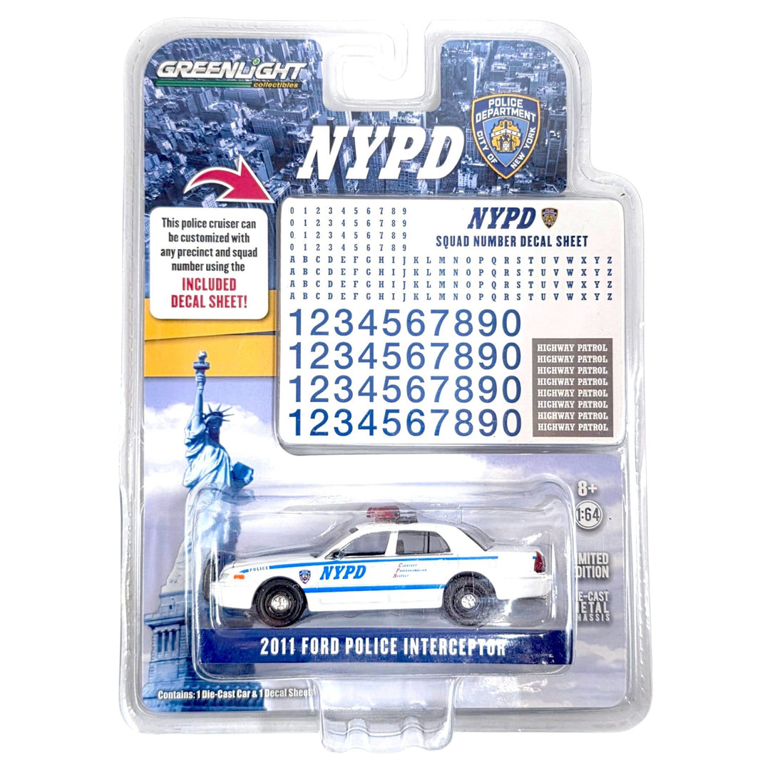 Greenlight - 2011 Ford Police Interceptor w/ Squad Number Decal Sheet - 2017 NYPD Series - Top CollectiblesDiecastGreenlight