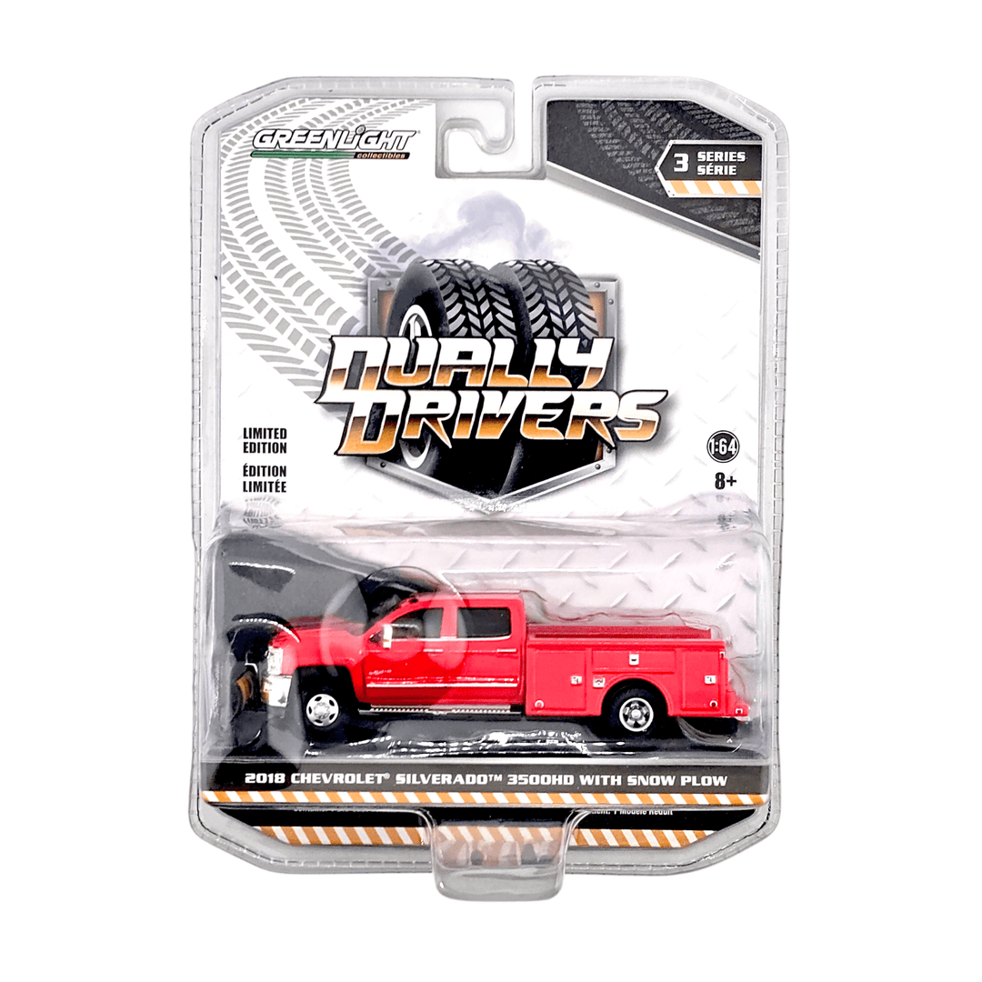 Greenlight - 2018 Chevrolet Silverado 3500HD with Snow Plow - 2020 Dually Drivers Series - Top CollectiblesDiecastGreenlight