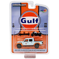 Greenlight - 2020 Jeep Gladiator Rubicon With Indian Motorcycle - Gulf Livery *EMS Indonesia Exclusive* - Top CollectiblesDiecastGreenlight