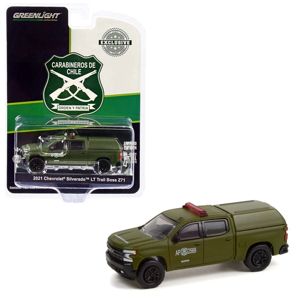 Greenlight - 2021 Chevrolet Silverado LT Trail Boss Z71 Police with Camper Shell - *Hobby Exclusive* - Top CollectiblesDiecastGreenlight