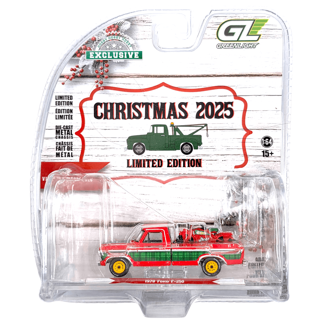 Greenlight - 2025 Christmas Edition 1978 Ford F - 250 with Vintage Motorcycle – Hobby Exclusive - Top CollectiblesDiecastGreenlight