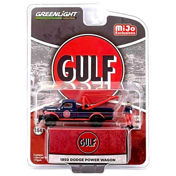 Greenlight X American Diorama - 1950 Dodge Power Wagon Tow Truck Gulf Oil Weathered w/ Mechanic Figure - 2023 - Top CollectiblesDiecastGreenlight