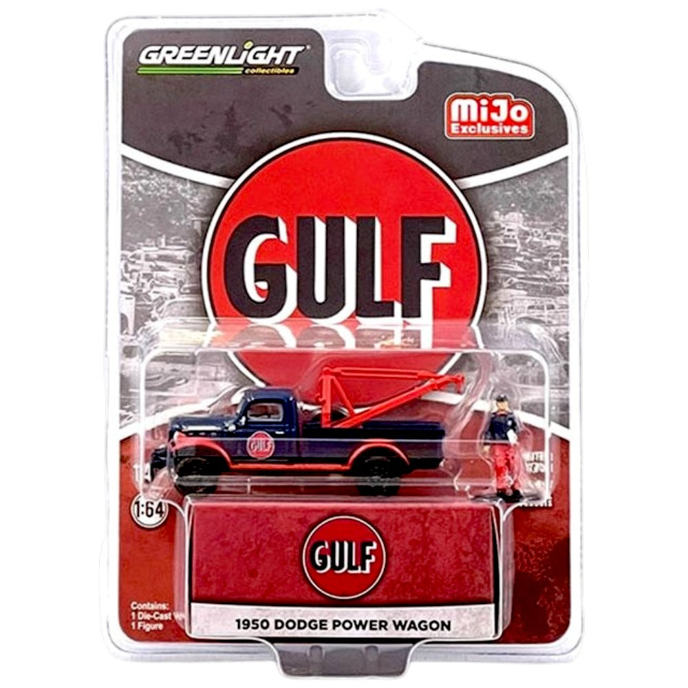 Greenlight X American Diorama - 1950 Dodge Power Wagon Tow Truck Gulf Oil Weathered w/ Mechanic Figure - 2023