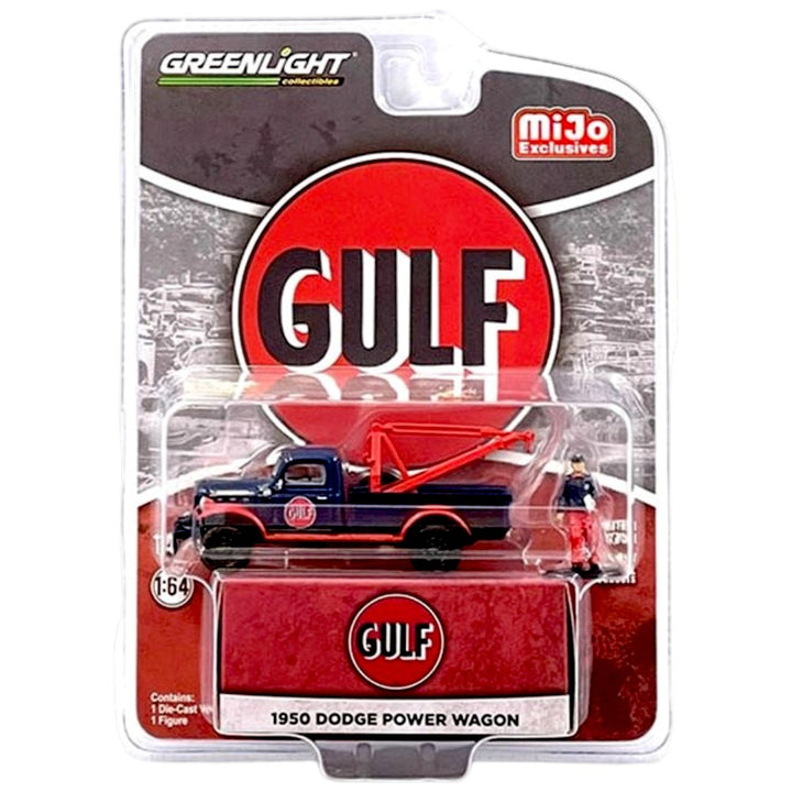 Greenlight X American Diorama - 1950 Dodge Power Wagon Tow Truck Gulf Oil Weathered w/ Mechanic Figure - 2023