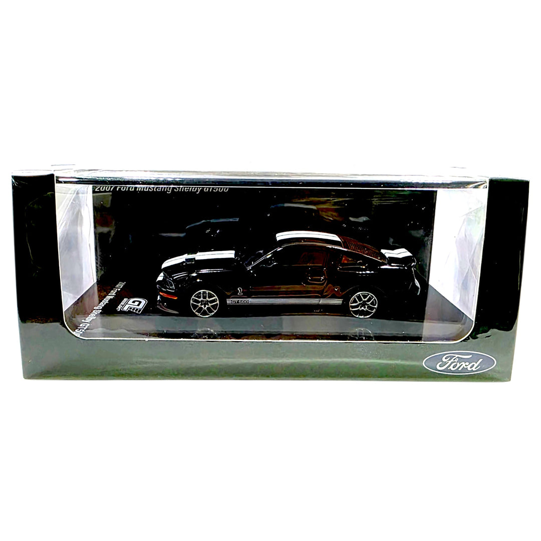 Greenlight x MotorHelix - 2007 Ford Mustang Shelby GT500 - Black w/ White Stripes - Top CollectiblesDiecastGreenlight