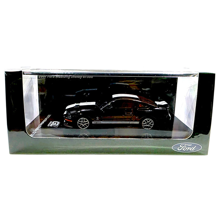 Greenlight x MotorHelix - 2007 Ford Mustang Shelby GT500 - Black w/ White Stripes - Top CollectiblesDiecastGreenlight
