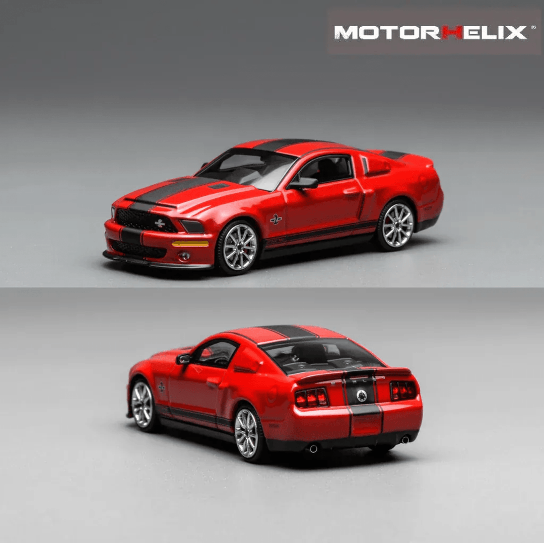 Greenlight x MotorHelix - 2007 Ford Mustang Shelby GT500 Super Snake - Red w/ Black Stripes - Top CollectiblesDiecastGreenlight
