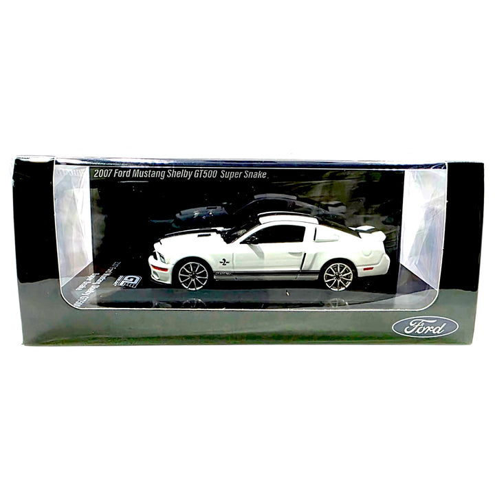 Greenlight x MotorHelix - 2007 Ford Mustang Shelby GT500 Super Snake - White w/ Black Stripes - Top CollectiblesDiecastGreenlight