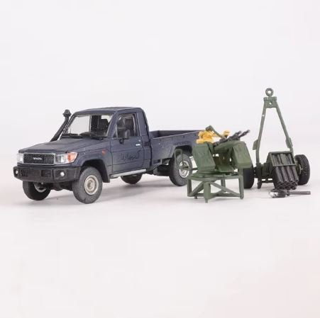 Hobby Fans - Toyota Land Cruiser LC79 War Pickup w/ Turret &amp; Rocket Launcher - Dark Blue - Top CollectiblesDiecastHobby Fans