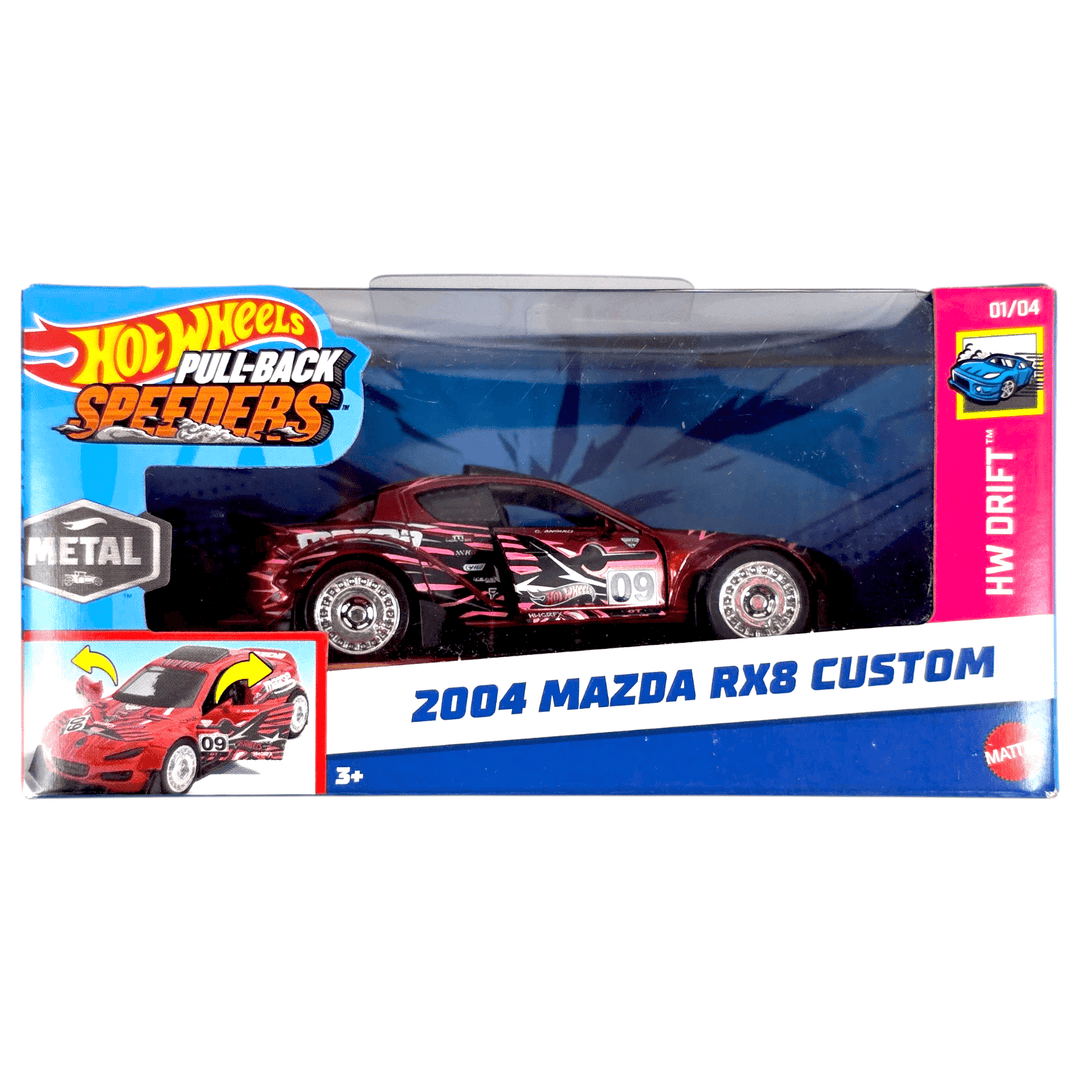 Hot Wheels - 2004 Mazda RX8 Custom - 2023 Pull - Back Speeders Series - Top CollectiblesDiecastHot Wheels