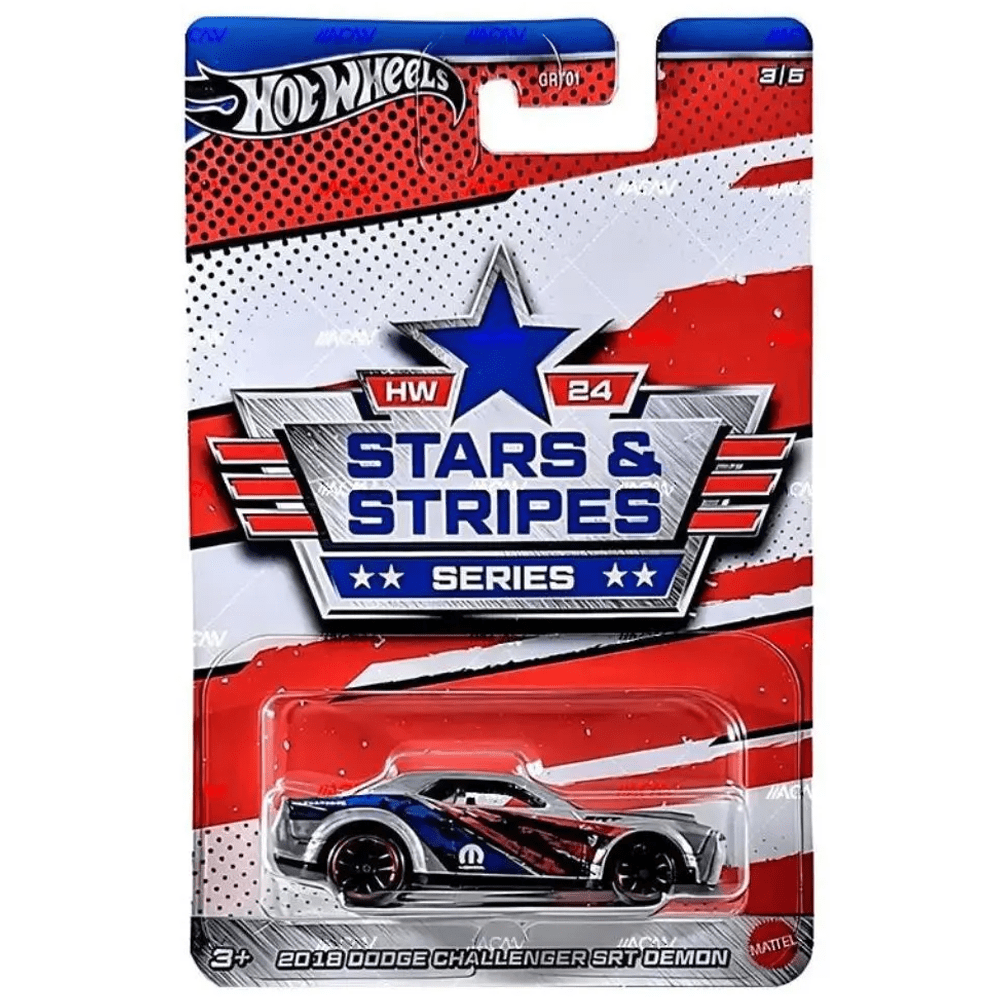 Hot Wheels - 2018 Dodge Challenger SRT Demon - 2024 Stars &amp; Stripes Series - Top CollectiblesDiecastHot Wheels
