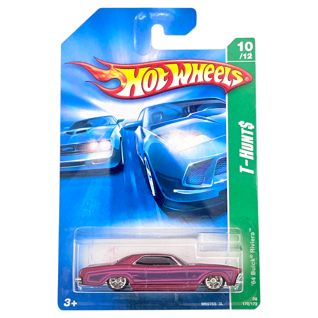 Hot Wheels - '64 Buick Riviera - 2008 *Super Treasure Hunt**Card Variation* - Top CollectiblesDiecastHot Wheels
