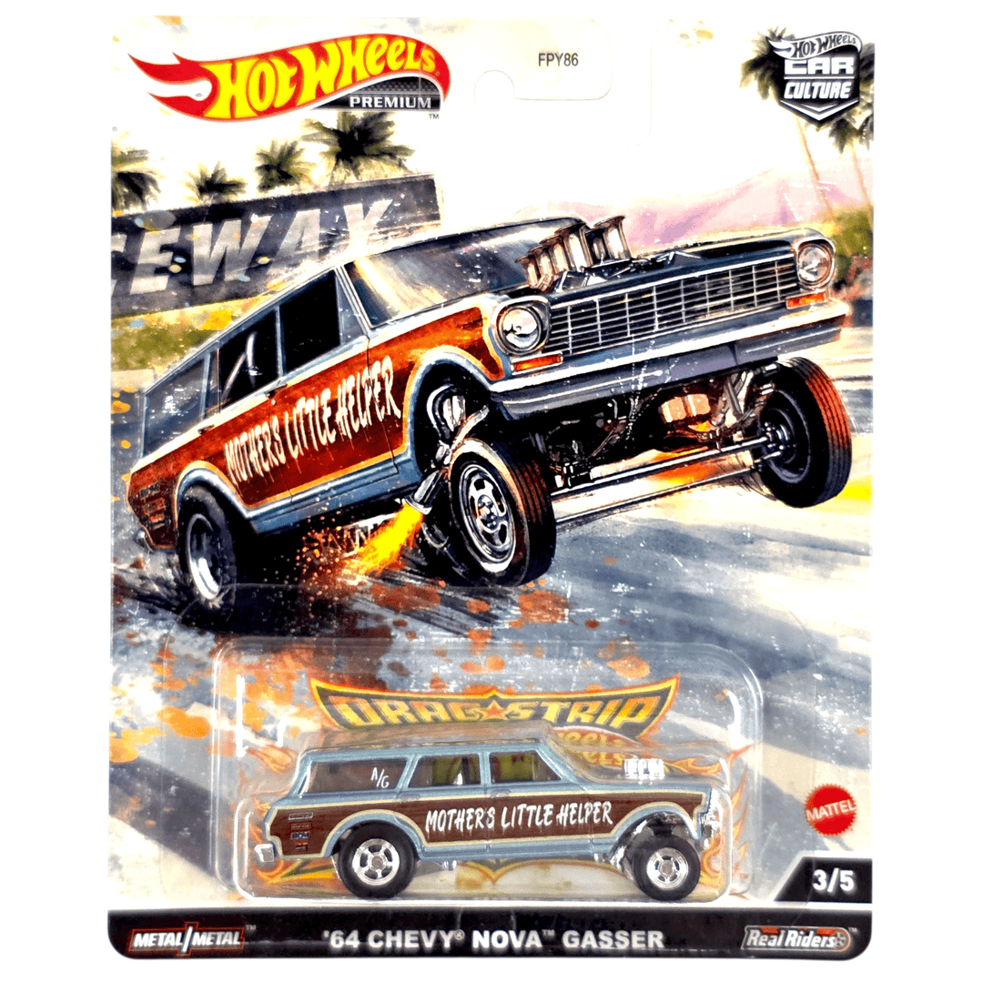 Hot Wheels - '64 Chevy Nova Gasser - 2023 Drag Strip Demons Series - Top CollectiblesDiecastHot Wheels
