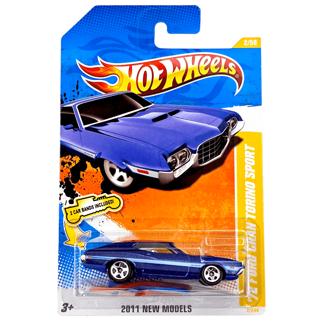Hot Wheels - '72 Ford Gran Torino Sport - 2011 *2 Car Bands Included* - Top CollectiblesDiecastHot Wheels